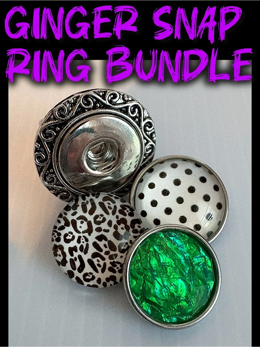 Ginger Snaps Adjustable Ring with 3 Snaps